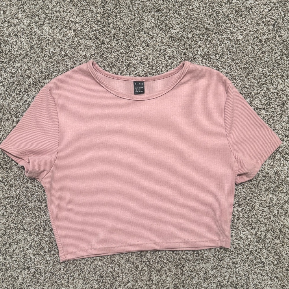 pink shein crop top